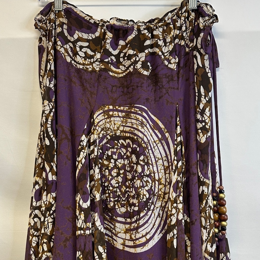 Soft Surroundings Pull On Full Maxi Skirt Purple Brown Geometric Print XL Fairy - Picture 4 of 5